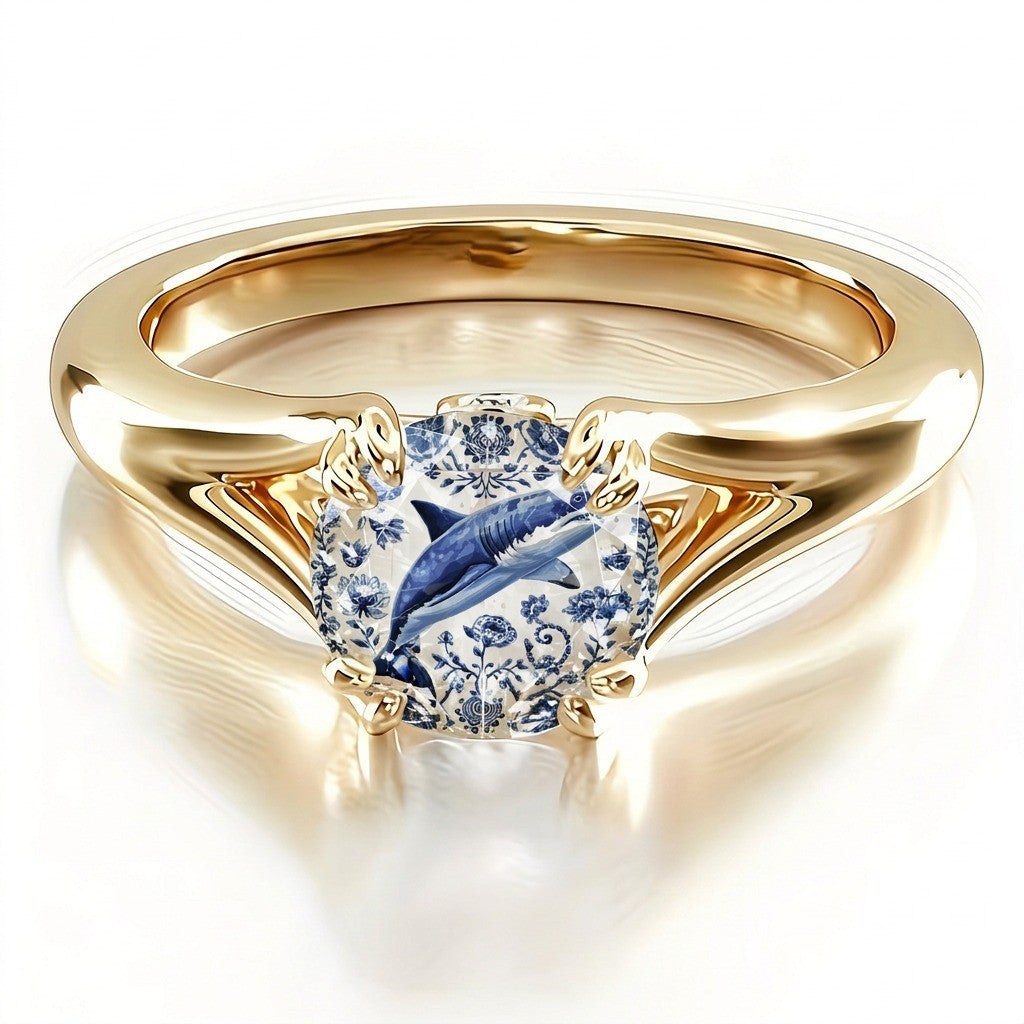 Blue Shark Floral Ring