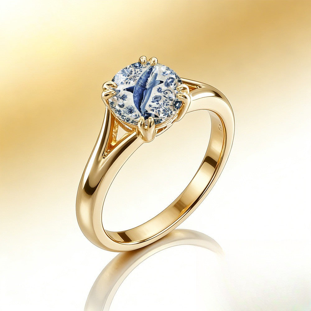 Blue Shark Floral Ring