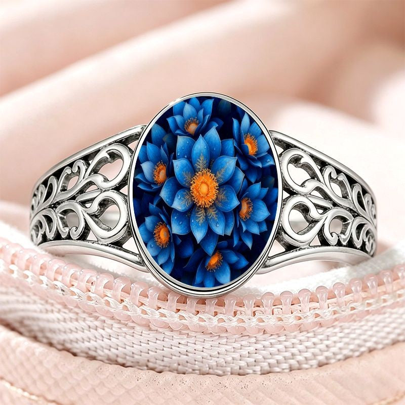 Blue Lotus Floral Ring