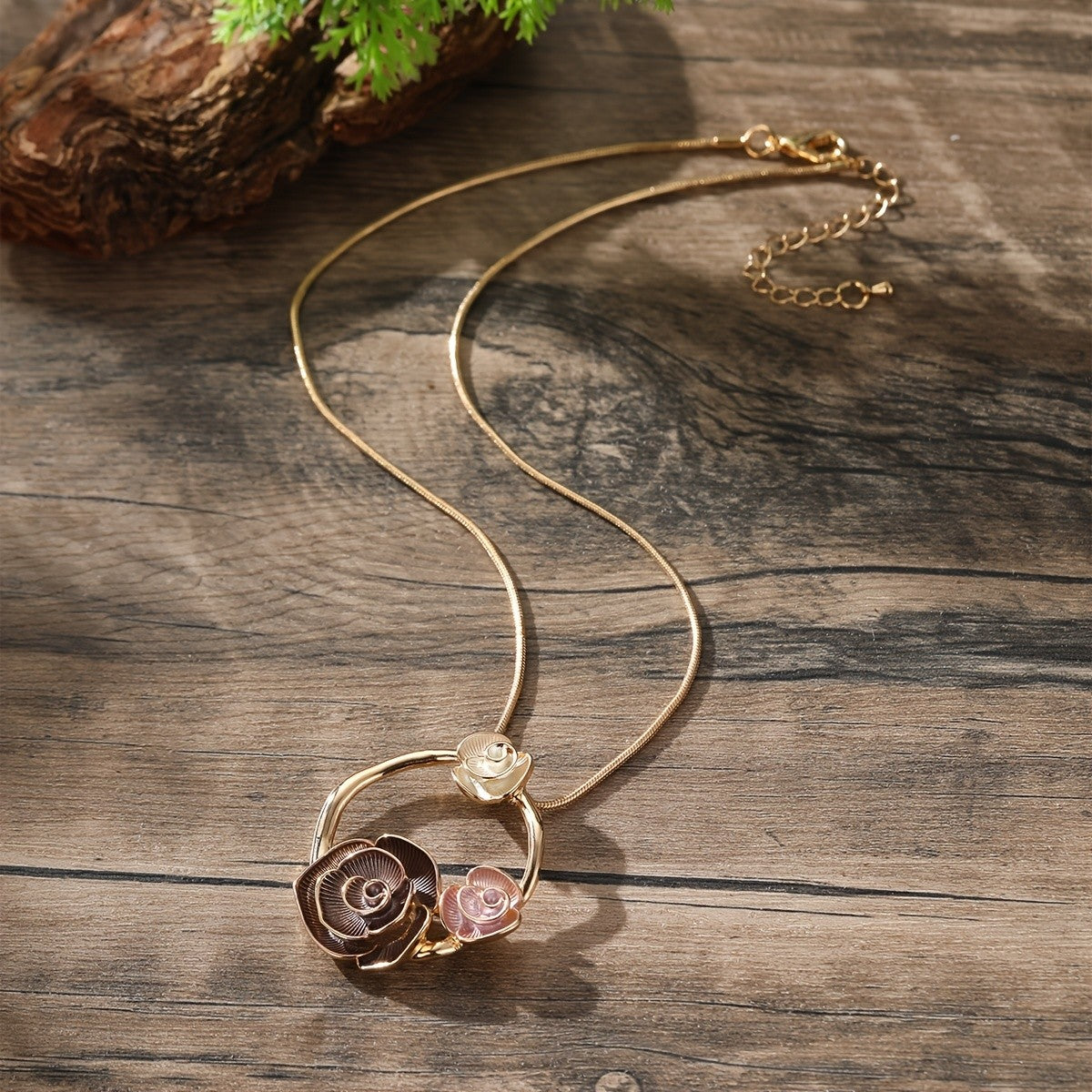 Textured Rose Necklace & Earring Set