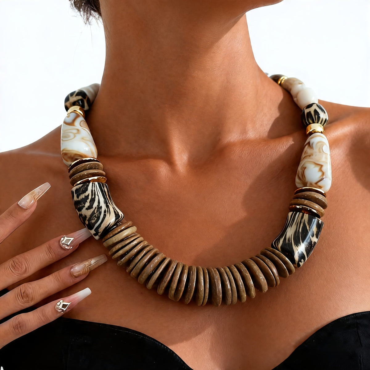 Red & Leopard Print Statement Necklace