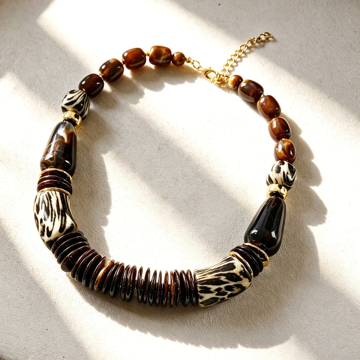 Red & Leopard Print Statement Necklace