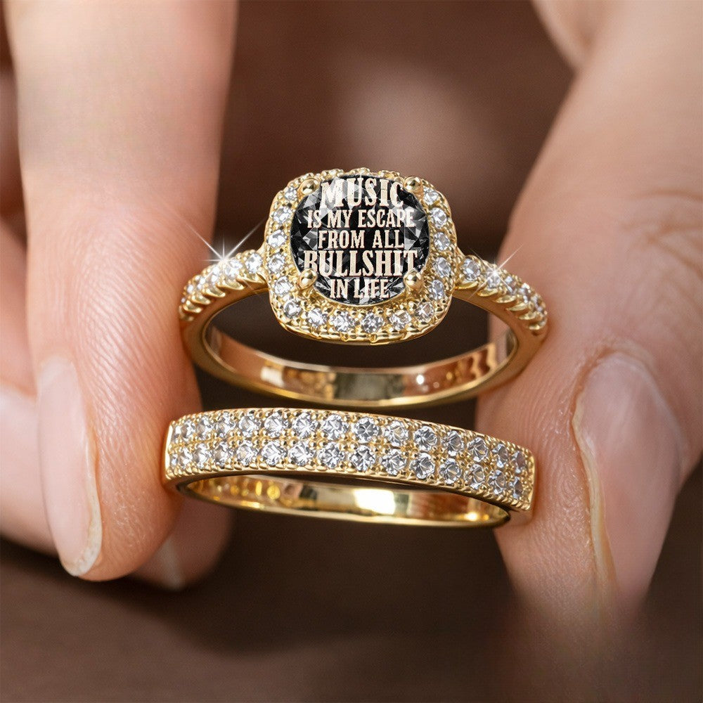 Music Quote Square Ring Set