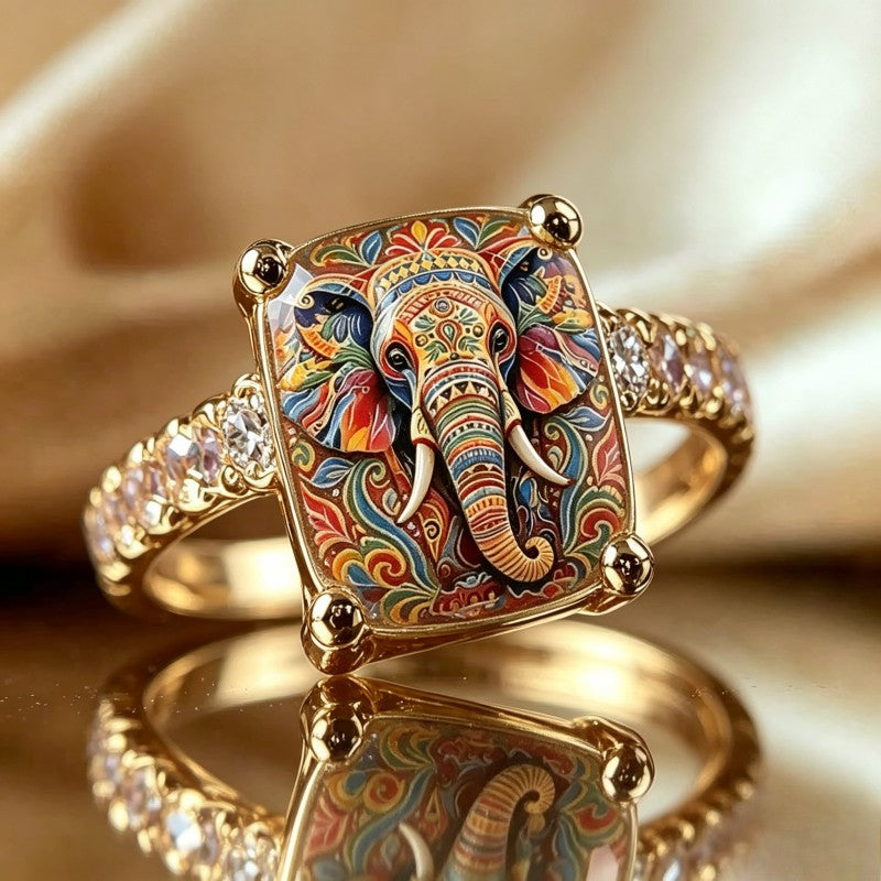 Colorful Elephant Square Ring