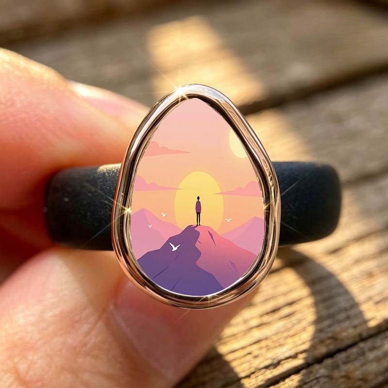 Sunset Mountain Scene Ring