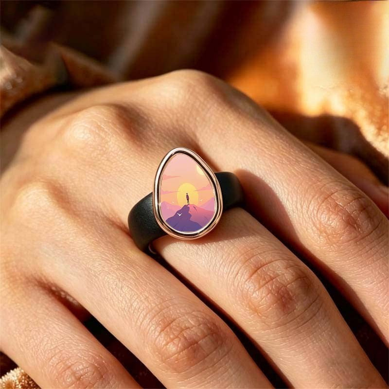 Sunset Mountain Scene Ring