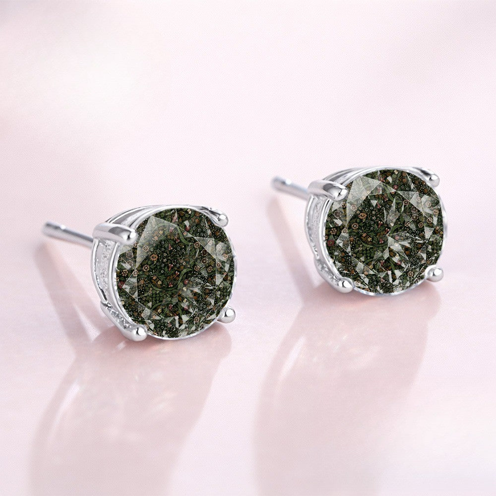 Dark Floral Round Stud Earrings