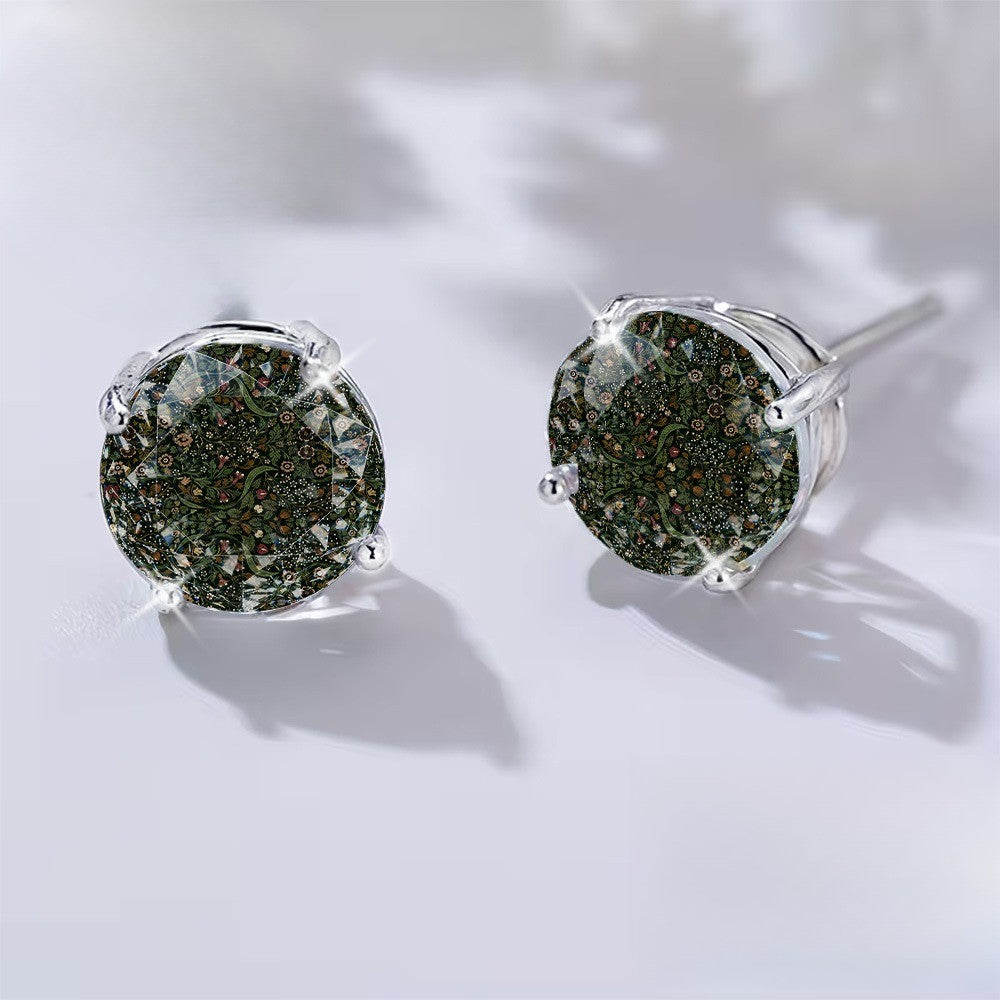 Dark Floral Round Stud Earrings