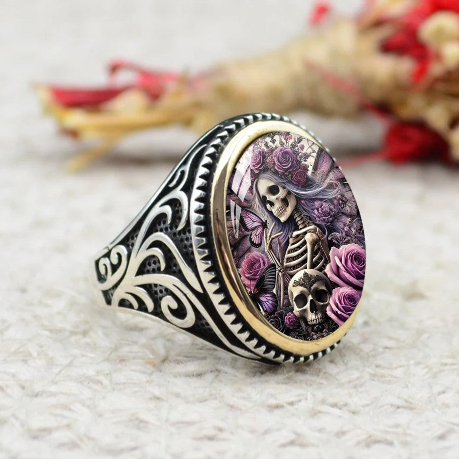 Floral Skeleton Oval Ring