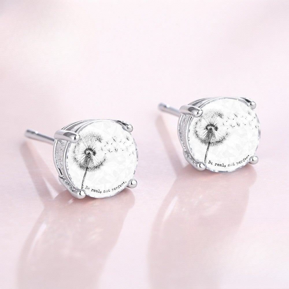 Dandelion Quote Glass Stud Earrings