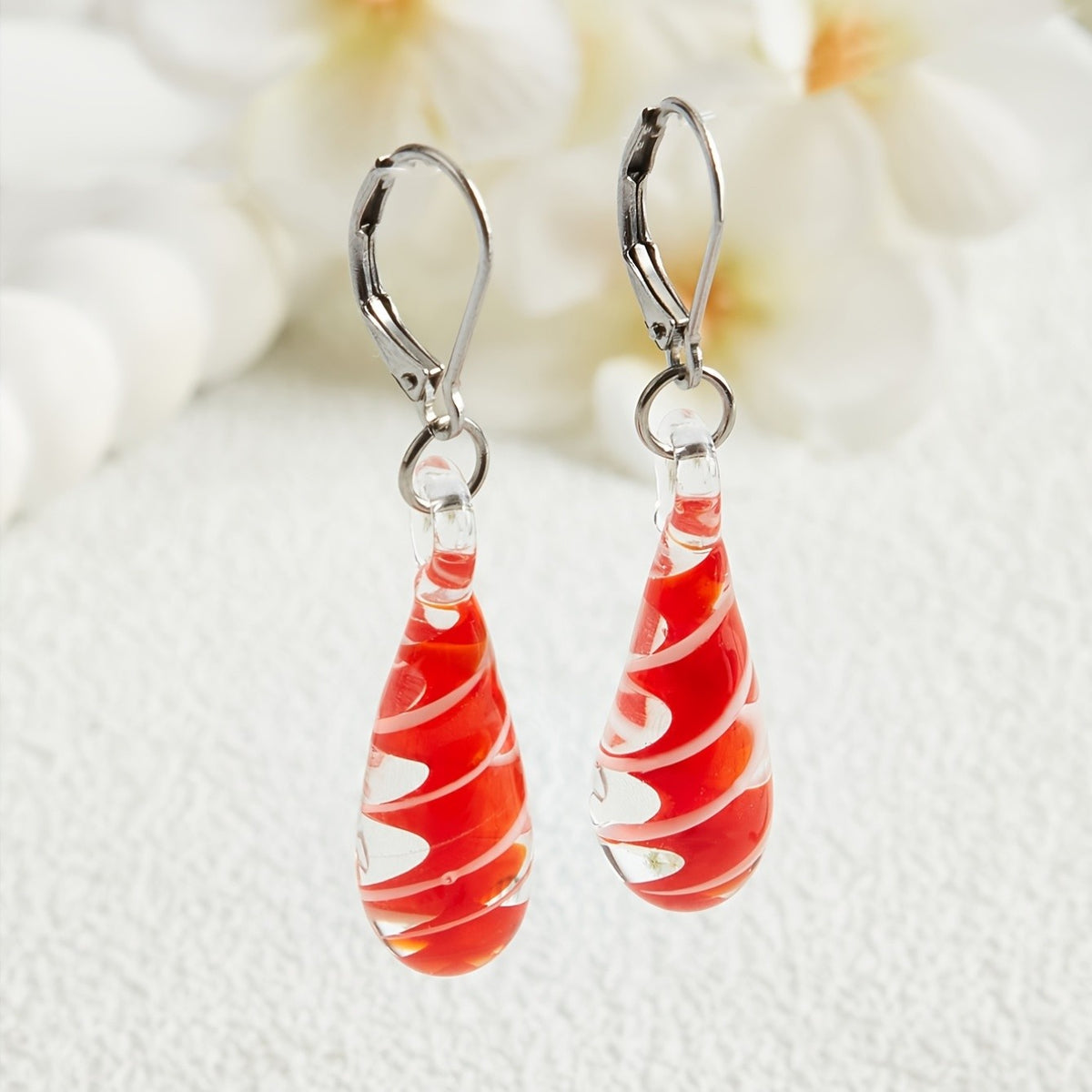 Spiral Glass Drop Earrings
