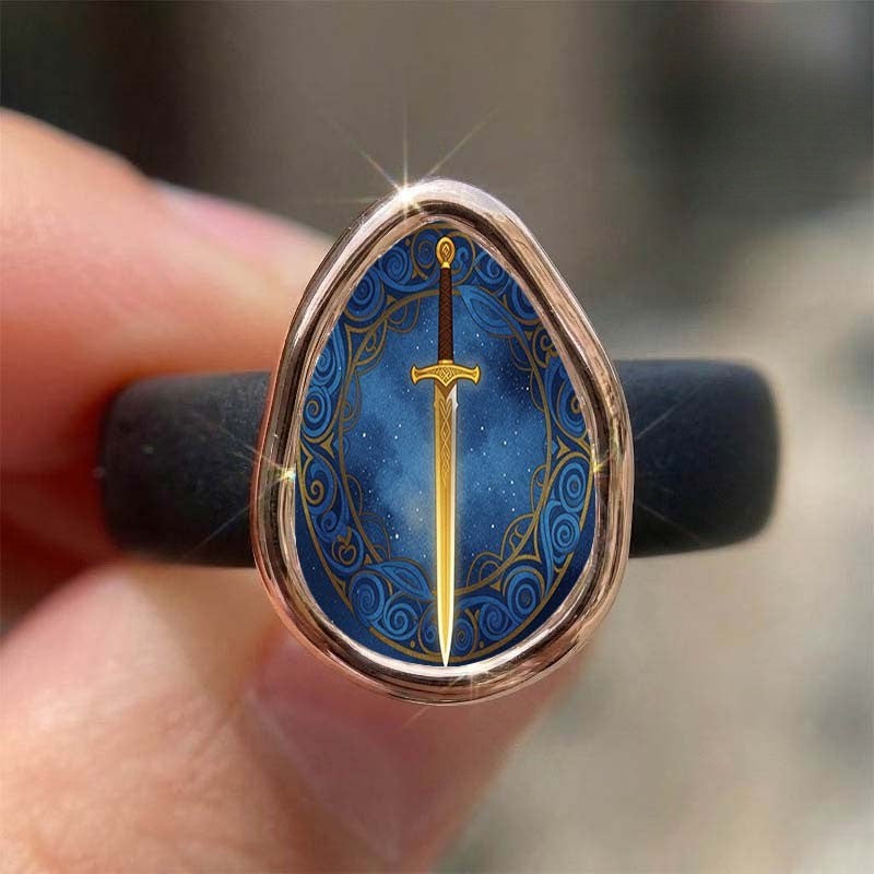 Blue Sword Teardrop Ring