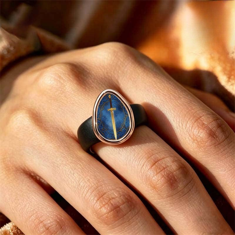 Blue Sword Teardrop Ring