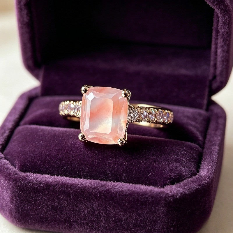 Pink Square Stone Ring