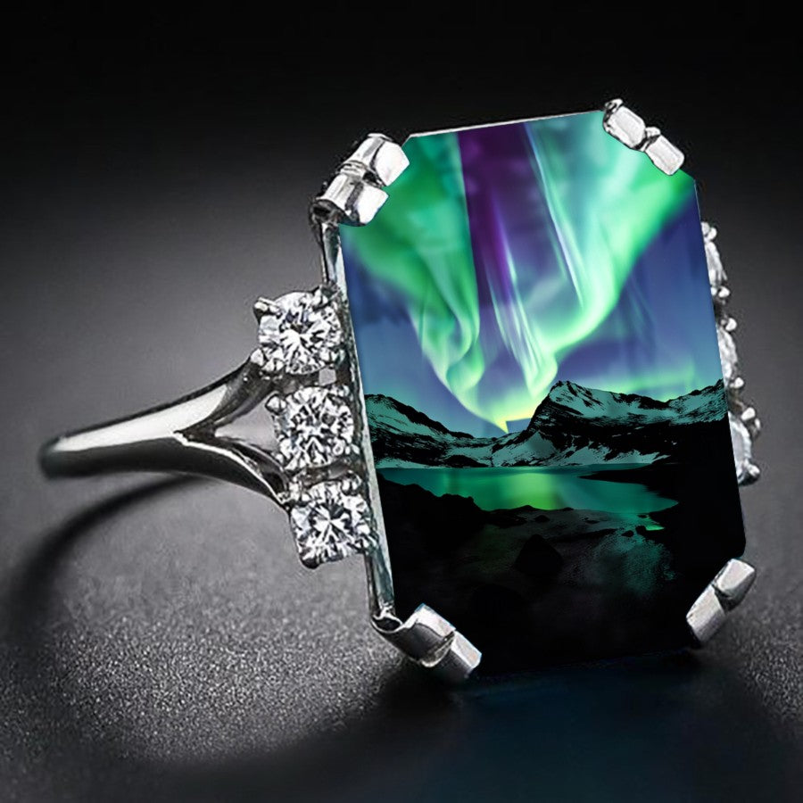 Aurora Borealis Rectangular Ring