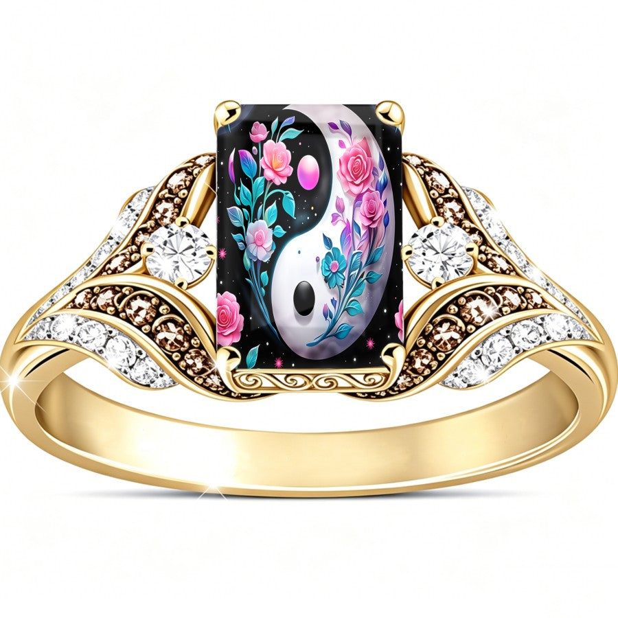 Harmony Floral Yin Yang Ring