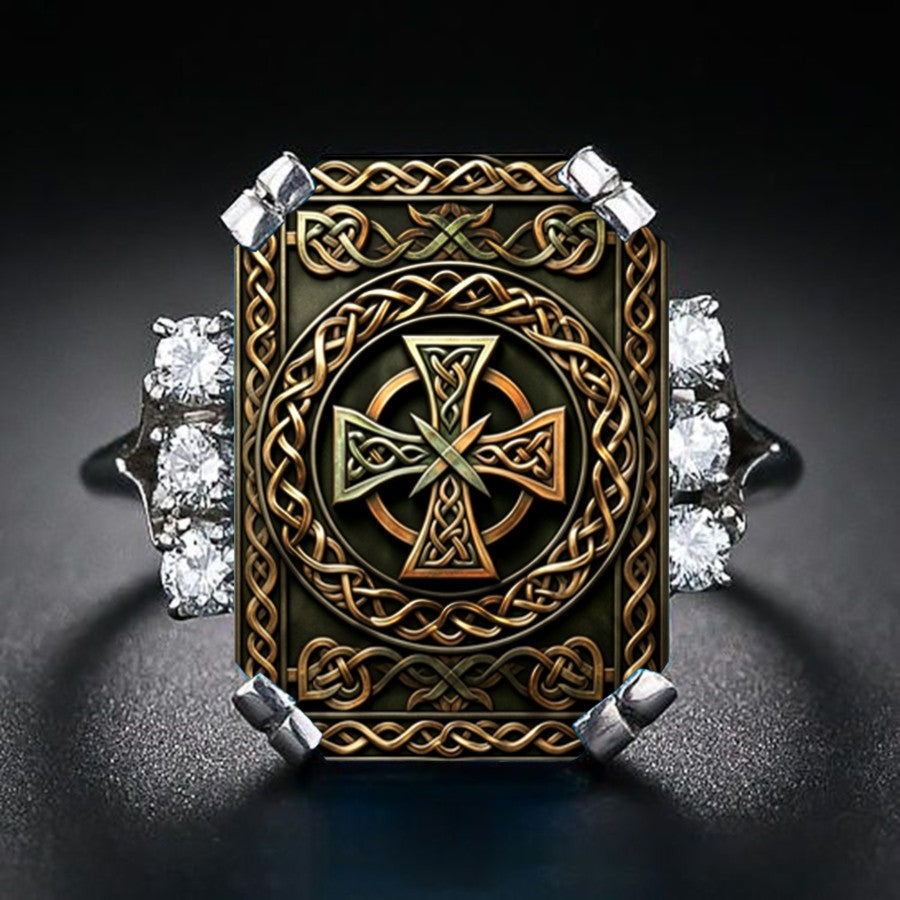 Celtic Cross Square Ring