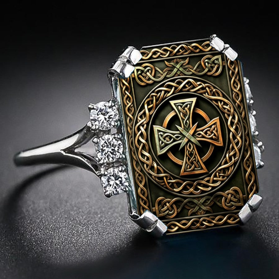 Celtic Cross Square Ring