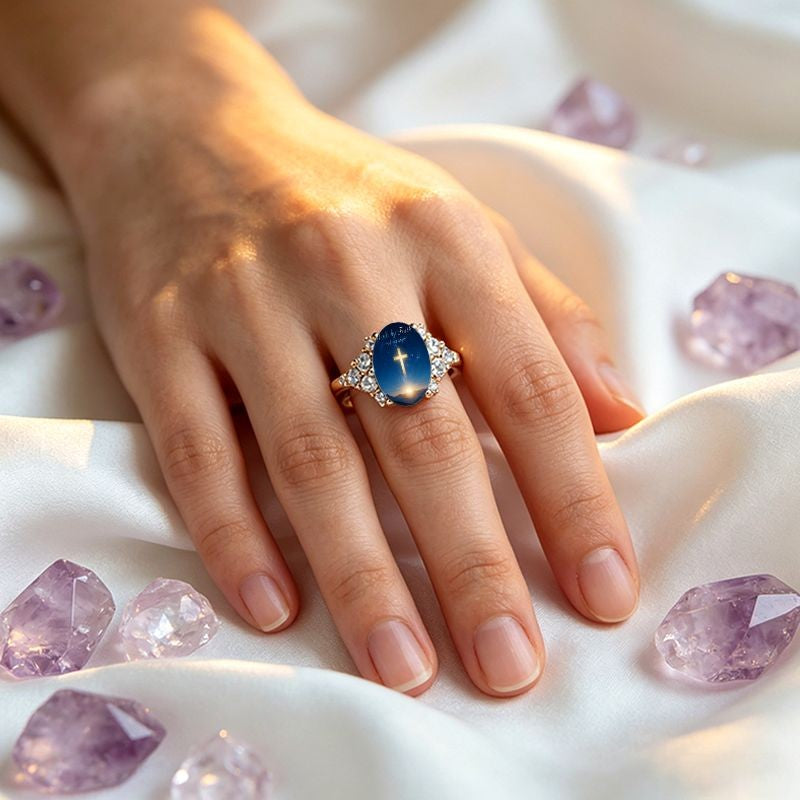 Sunrise Cross Oval Ring