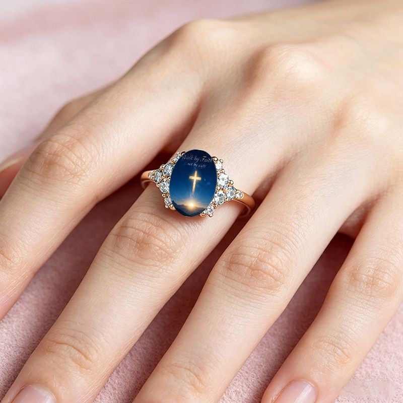 Sunrise Cross Oval Ring
