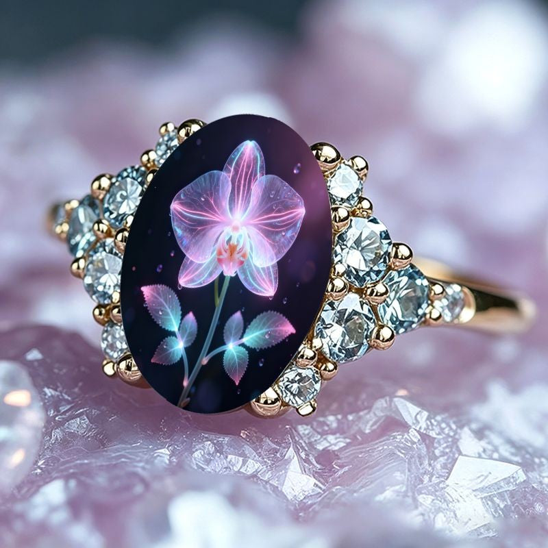 Iridescent Orchid Oval Ring