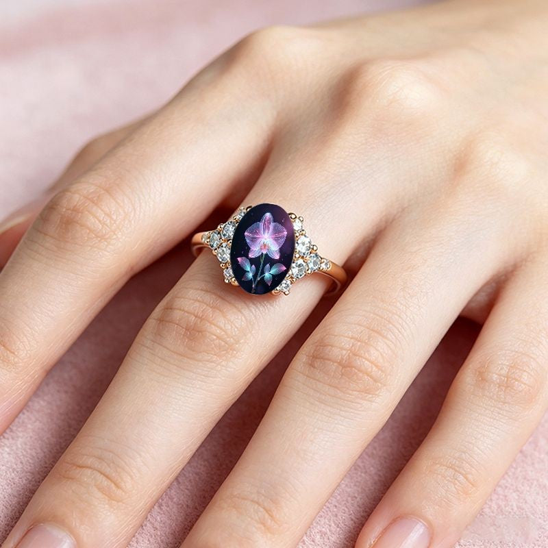 Iridescent Orchid Oval Ring