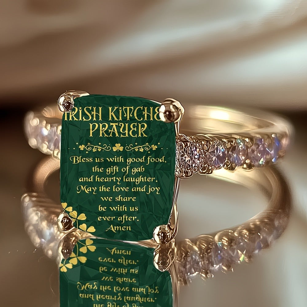 Green Prayer Scroll Ring