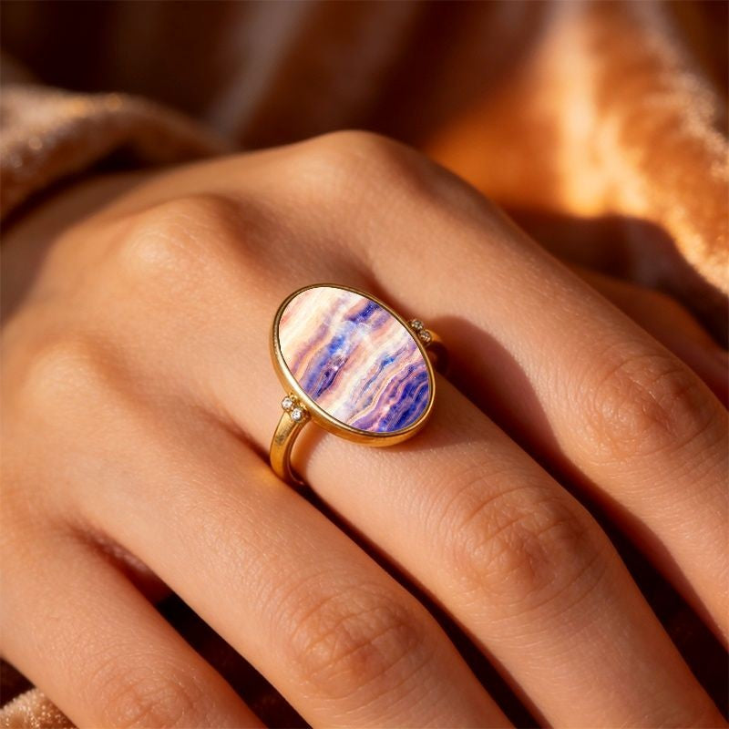 Striped Oval Statement Ring