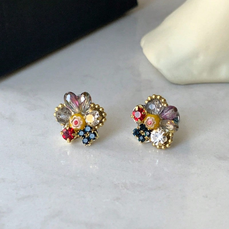 Multicolor Zircon Bouquet Stud Earrings