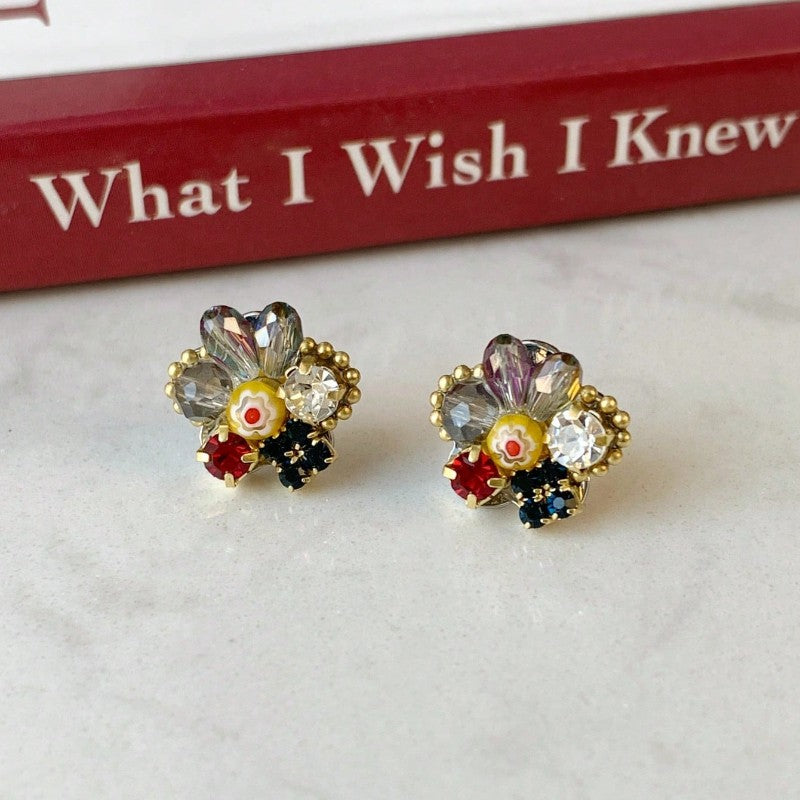 Multicolor Zircon Bouquet Stud Earrings