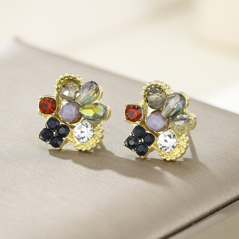 Multicolor Zircon Bouquet Stud Earrings