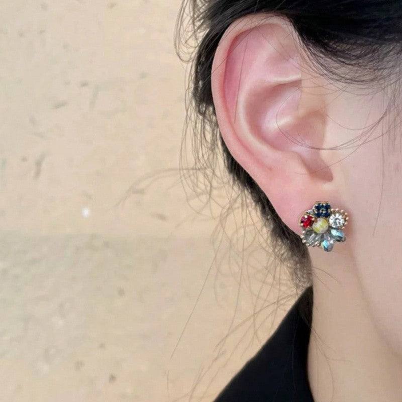 Multicolor Zircon Bouquet Stud Earrings