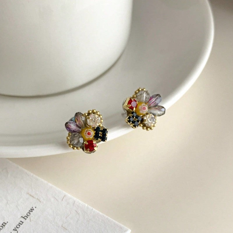Multicolor Zircon Bouquet Stud Earrings