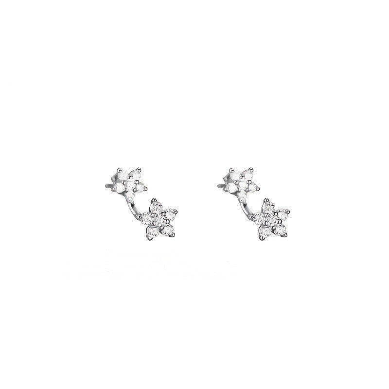 Double Flower Crystal Hoop Earrings