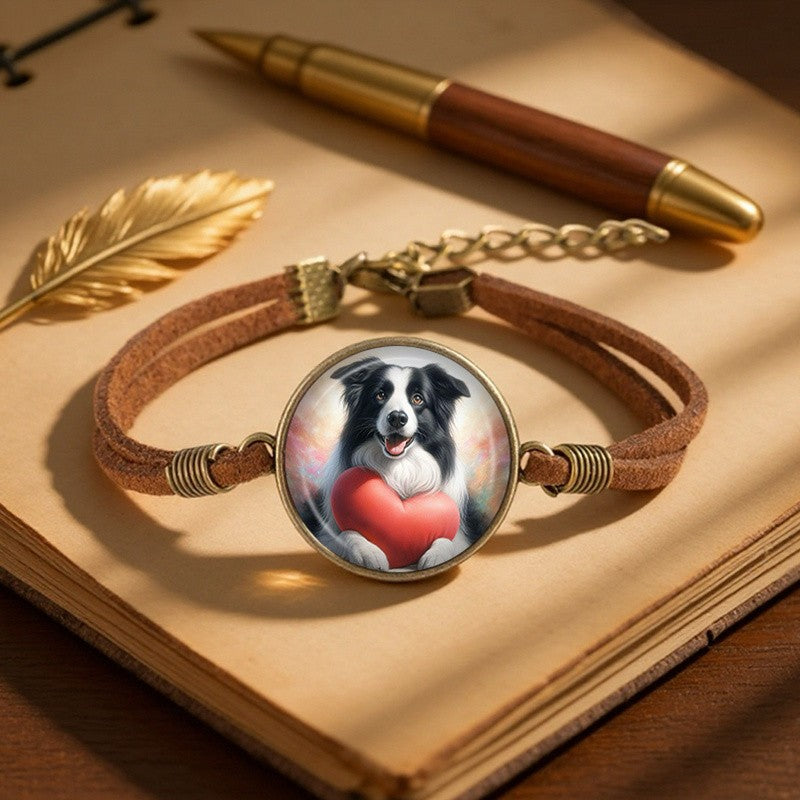 Border Collie Heart Bracelet