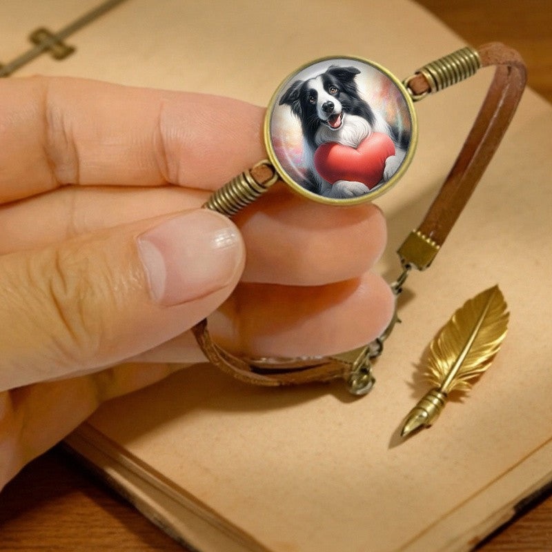 Border Collie Heart Bracelet