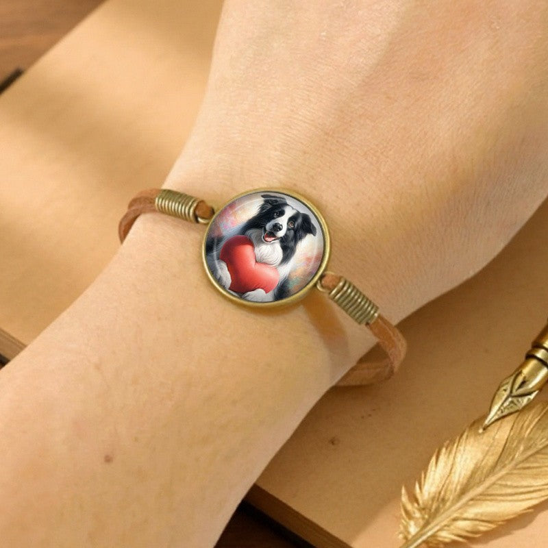 Border Collie Heart Bracelet