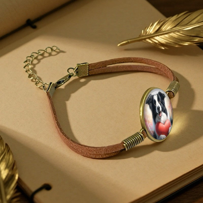 Border Collie Heart Bracelet