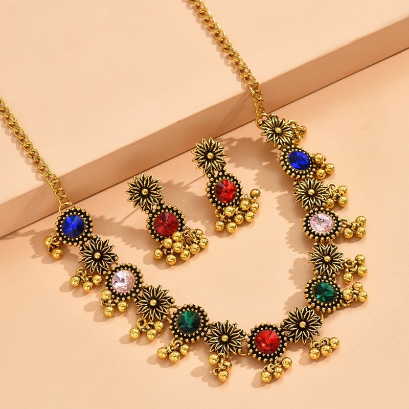 Colorful Floral Choker & Earring Set