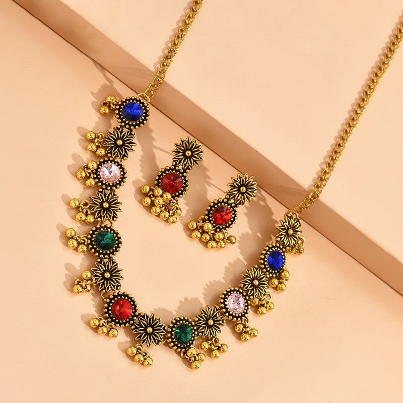 Colorful Floral Choker & Earring Set