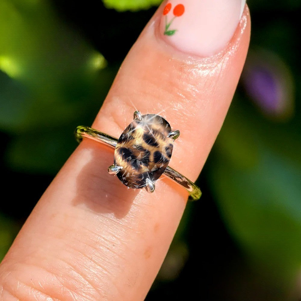 Vintage Leopard Print Oval Ring