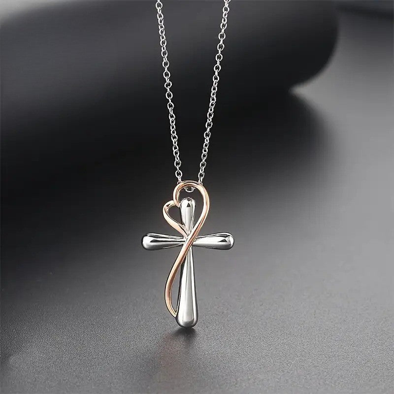 Infinity Heart Cross Necklace