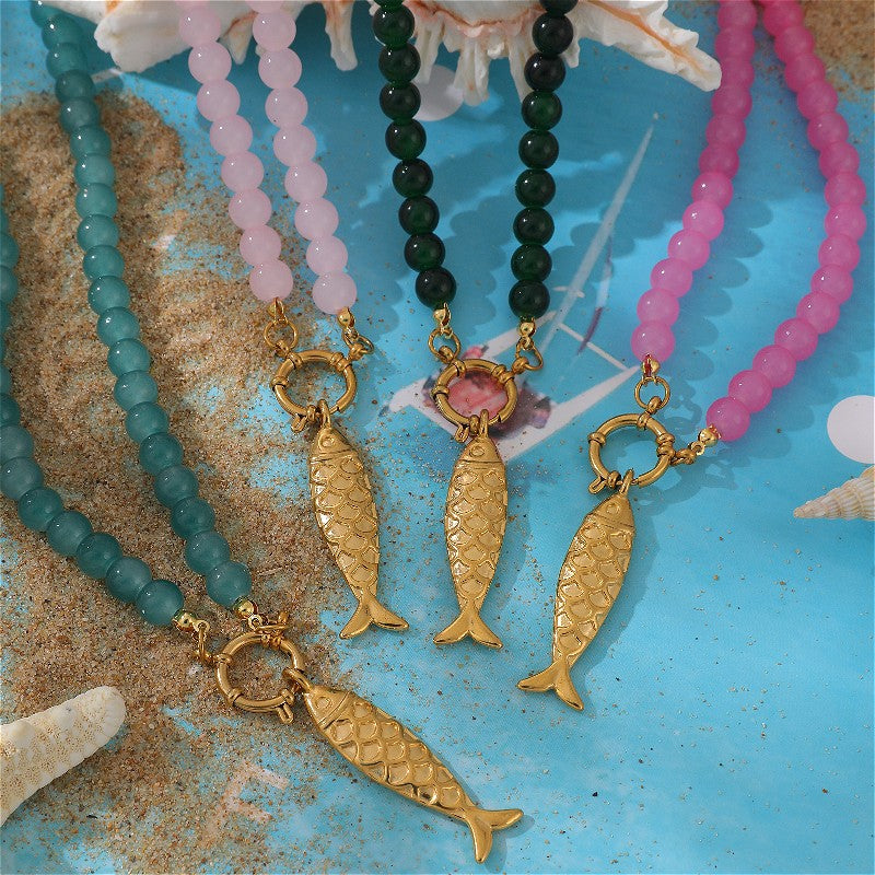 Fish Charm Bead Necklace