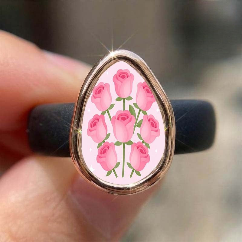Pink Rose Teardrop Ring