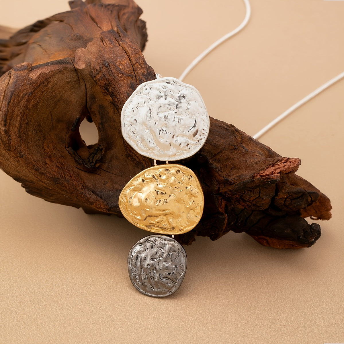 Textured Coin Drop Necklace