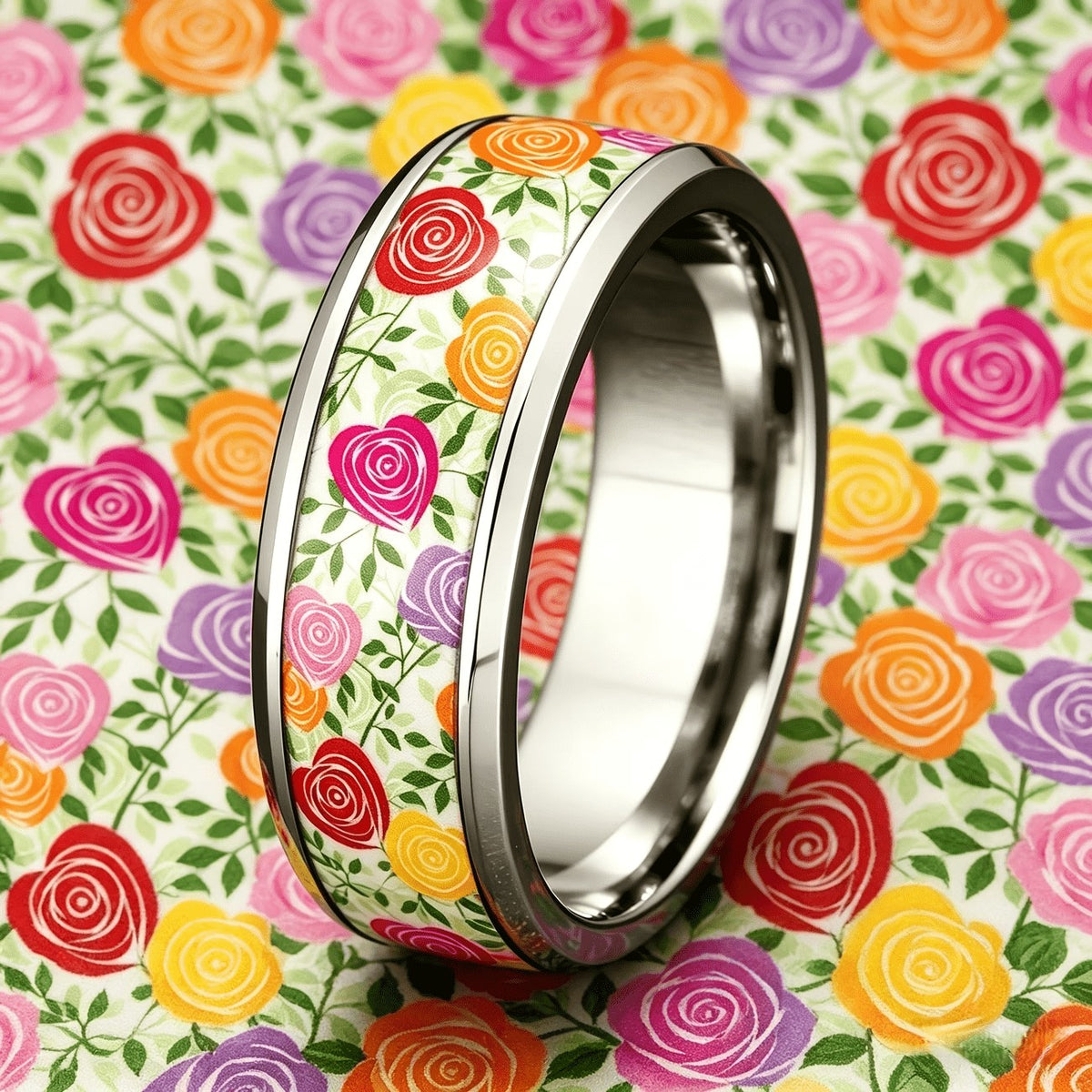 Colorful Floral Rose Ring