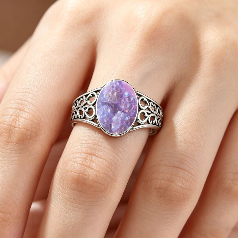 Purple Floral Filigree Ring