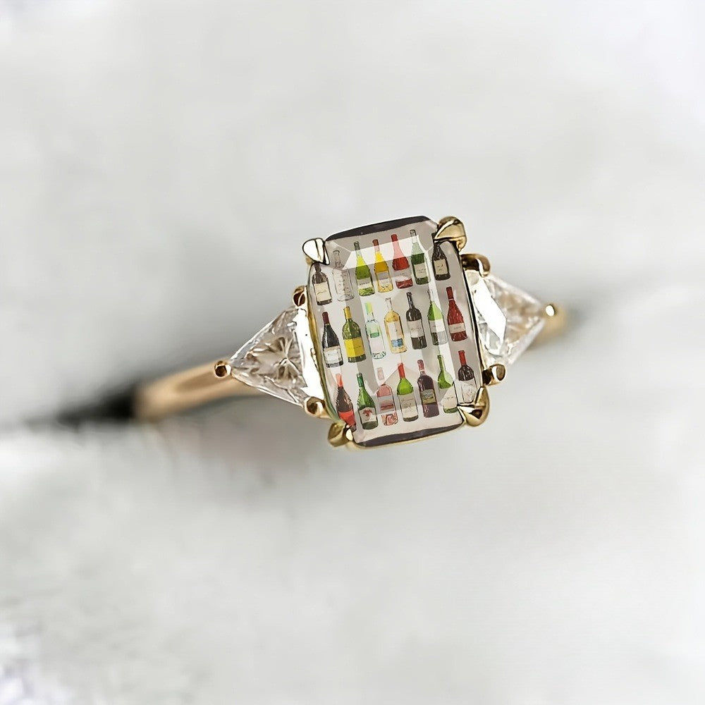 Wine Bottle Illustration Ring