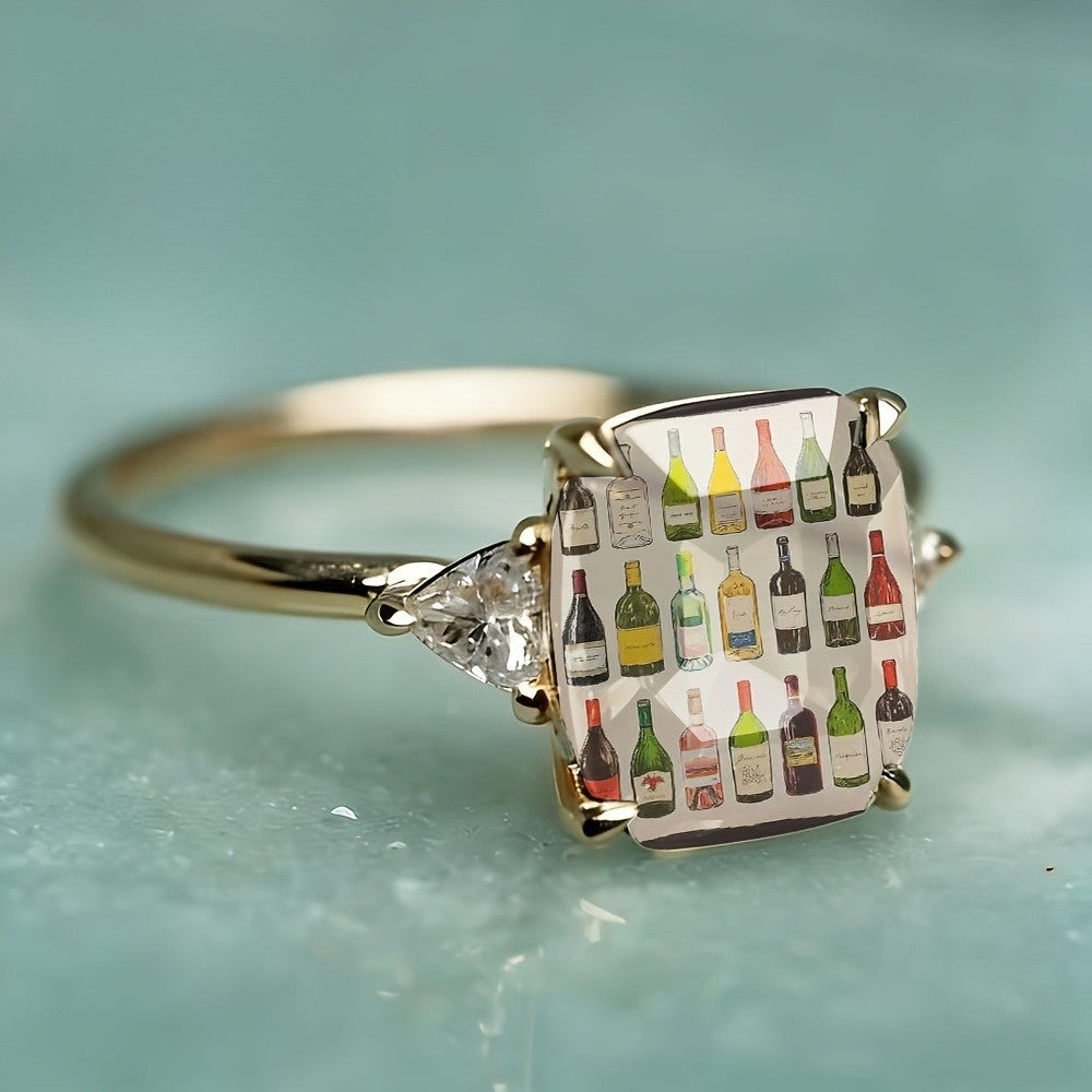 Wine Bottle Illustration Ring
