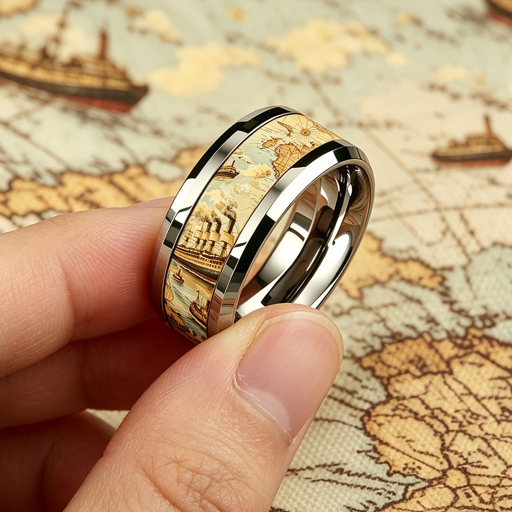 Vintage Nautical Map Ring